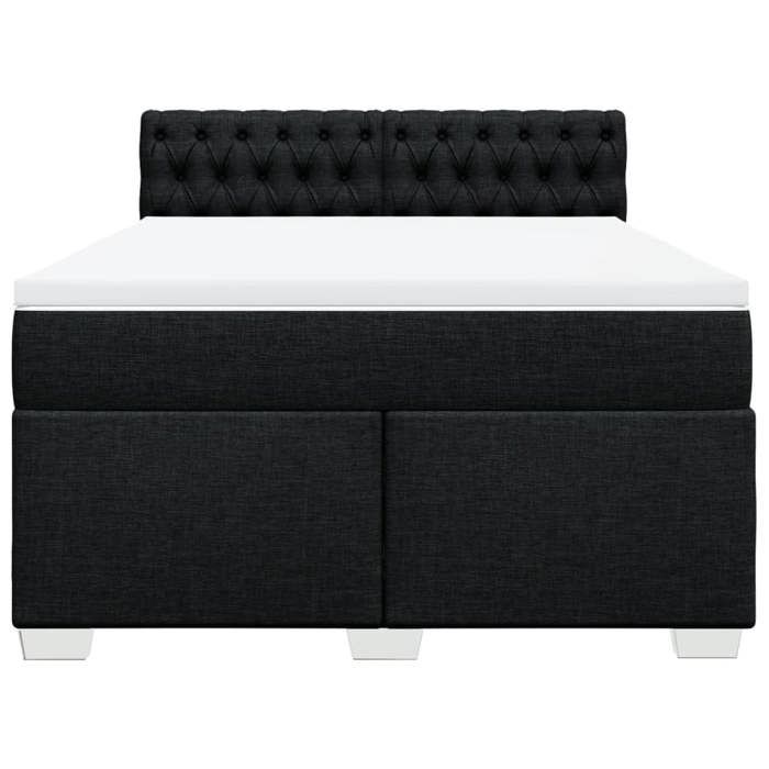Maison Exclusive - Bed Slat Base with Mattress Black 140x200 Cm Fabric