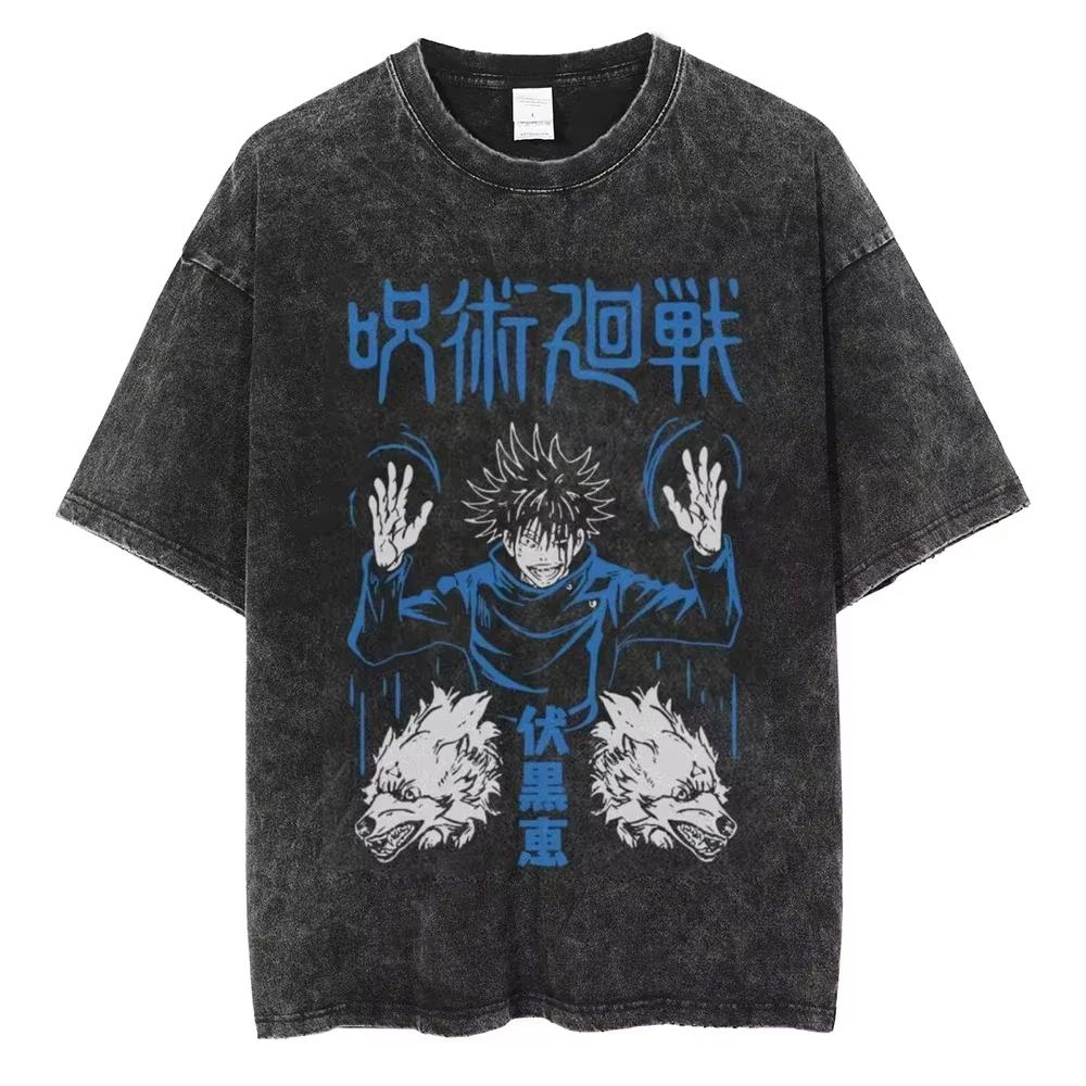 Jujutsu Kaisen Gojo Satoru T Shirts Washed Men Women Cotton Harajuku T-Shirts Ryomen Sukuna Retro for Men Women Tops