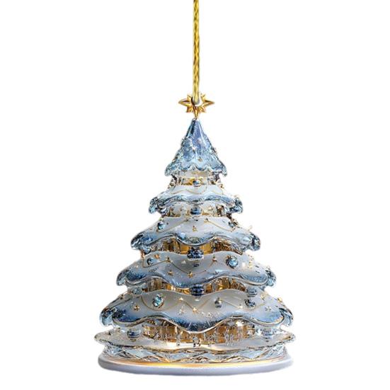 Christmas Snowman Pendant 2D Flat Acrylic Hanging Ornament Clear Ball Snowman Pendant for Xmas