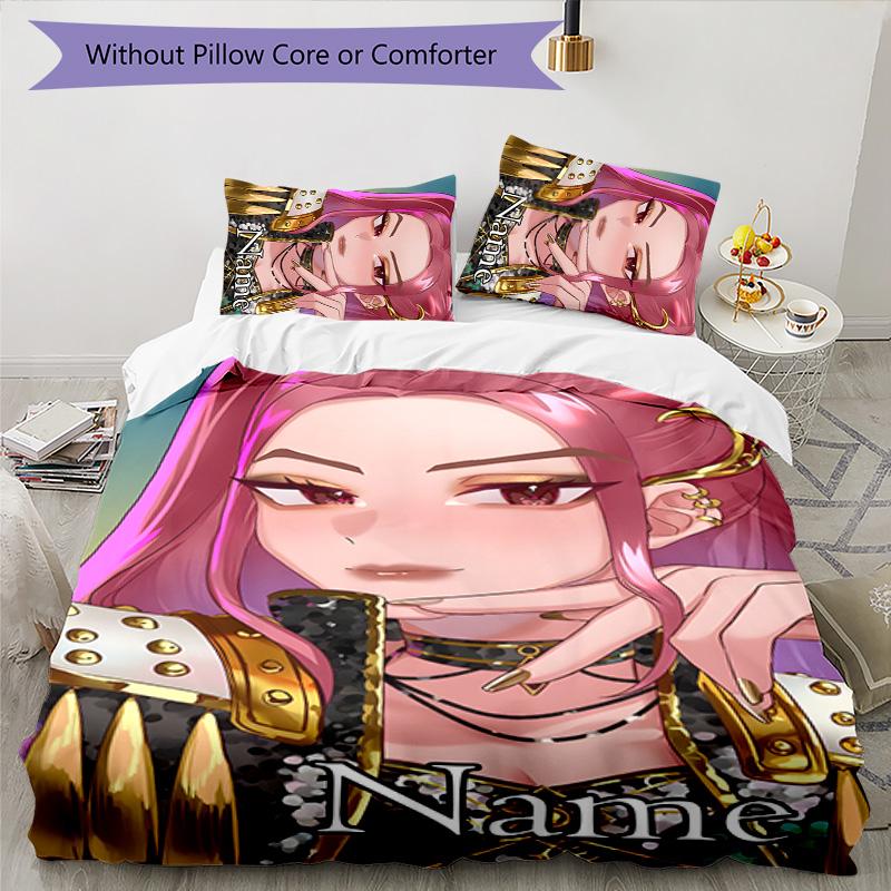 3pcs KPop Demon Hunters21 Cover Set - Personalized Name, HD Printed Bedding with 1 Cover and 2 Pillowcases - Perfect for Home Decor, Easy Care