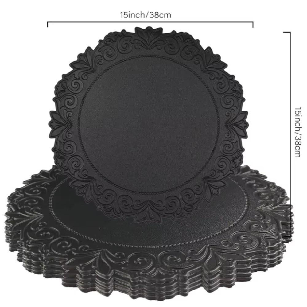 Anti-Slip Table Placemats Round Shape Faux Leather Placemats Embossed Placemats Dining Table