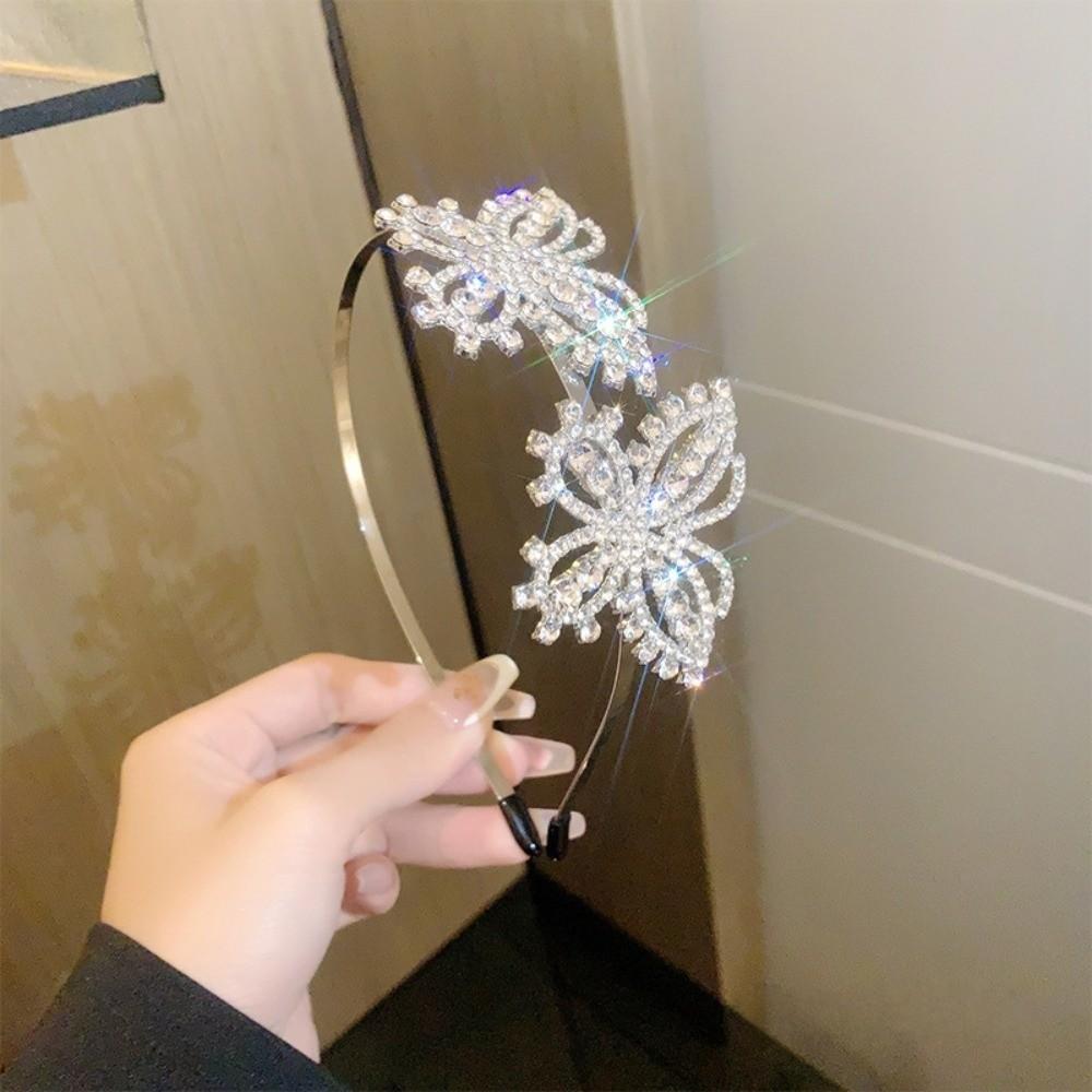 Shiny Rhinestone Hair Band Glamorous Crystal Headwear Unique Butterfly Headband  Girls Accessories
