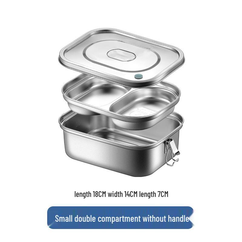 304 Stainless Steel Bento Lunch Box with Lid & Handle - Portable, Sealed Meal Container for Students & Office Workers