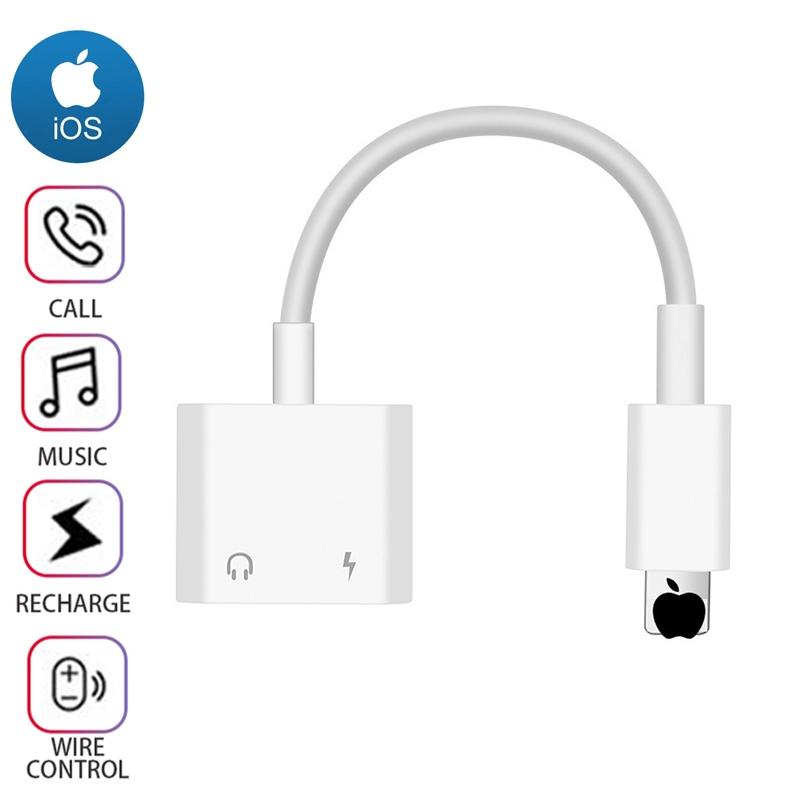 Iphone Headphone Adapter Charger 2 In 1 High-quality Tpe Wire Lightweight And Portable