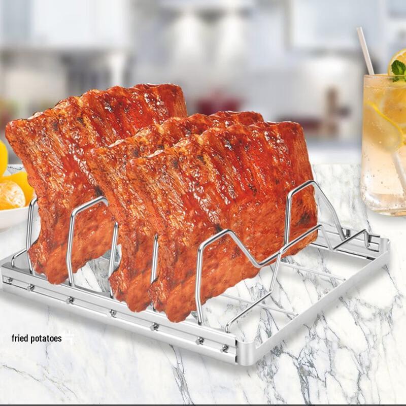 Wutuo Stainless Steel Foldable Camping BBQ Grill Rib Rack (Set of 2)