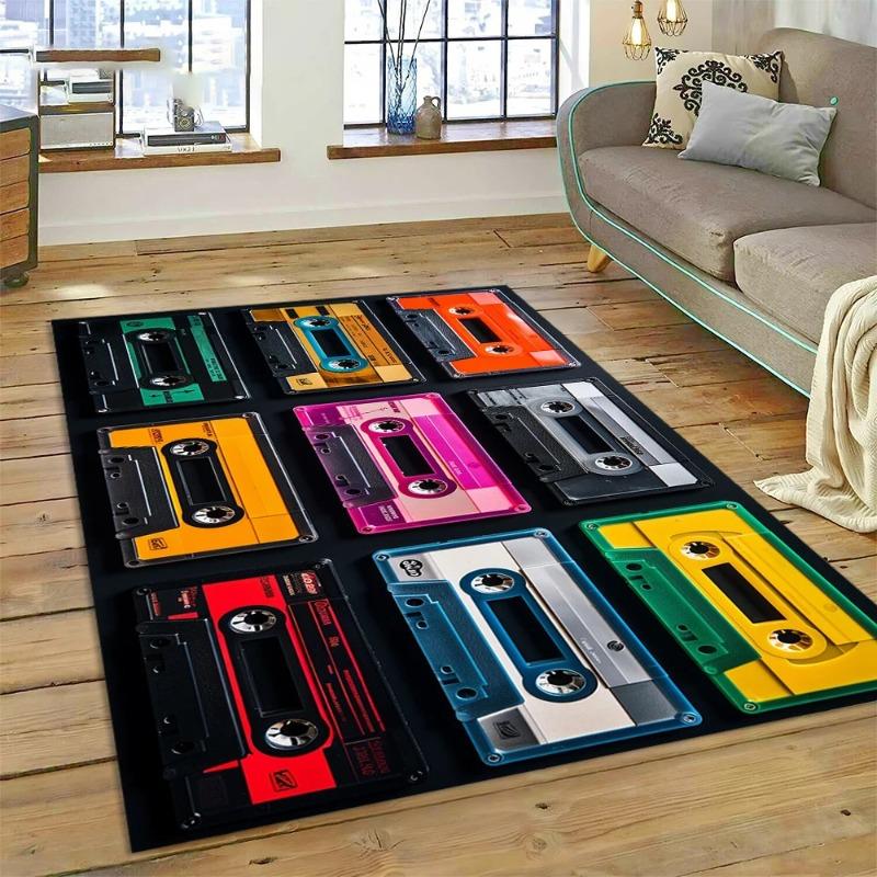 3D Music Cassette Tape Retro Recorder CD Instrument Carpet Rug for Bedroom Living Room Home Sofa Decoration Kid Decor Floor Mat