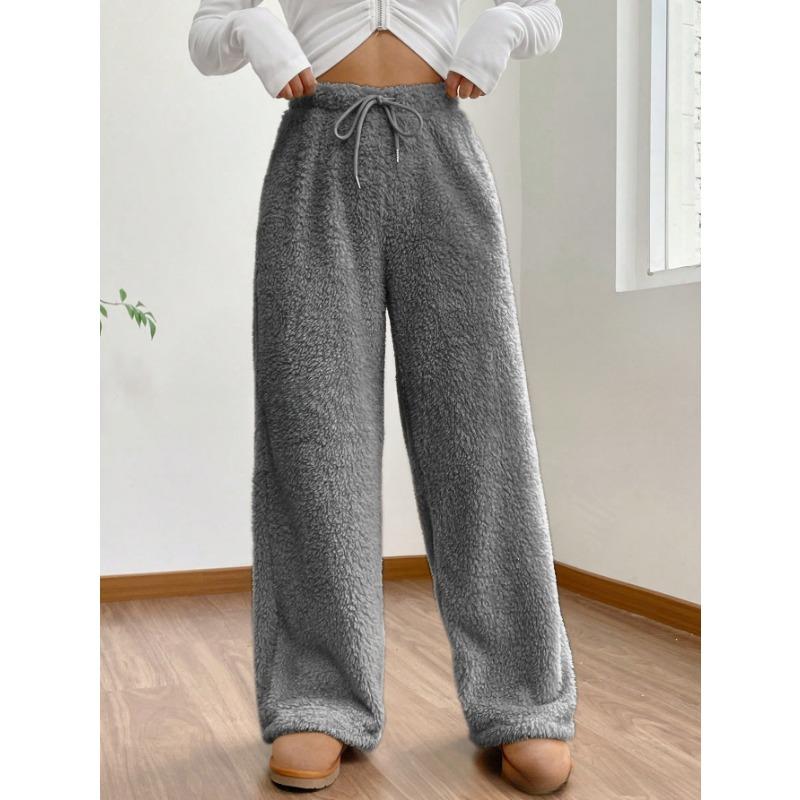 

Жіночі осінньо-зимові однотонні модні плюшеві повсякденні штани, вільні, зручні, теплі штани для жінок, жіночі штани L