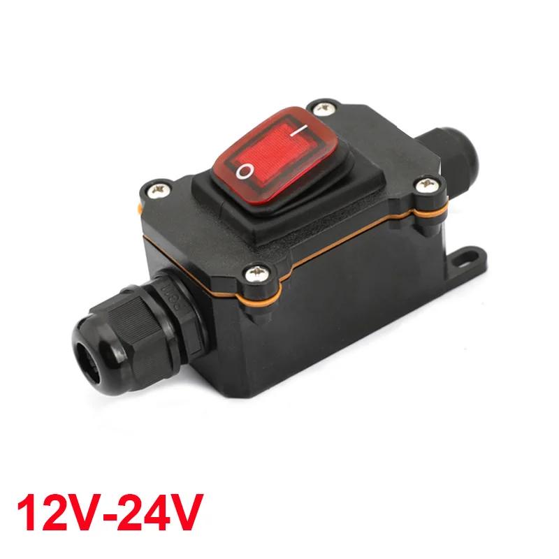 Inline napájecí kabel 110V-220V 12V-24V Námořní kolébkový spínač Zapnuto Vypnuto Vodotěsná propojovací skříňka IP67 20A Vysokoproudý konektor Venkovní