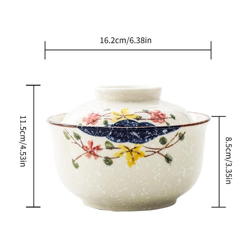 Elegant Ceramic Ramen Noddle Soup Bowl with Lid Microwave Oven and Dishwasher Safe for Formal Dining and Daily Activity