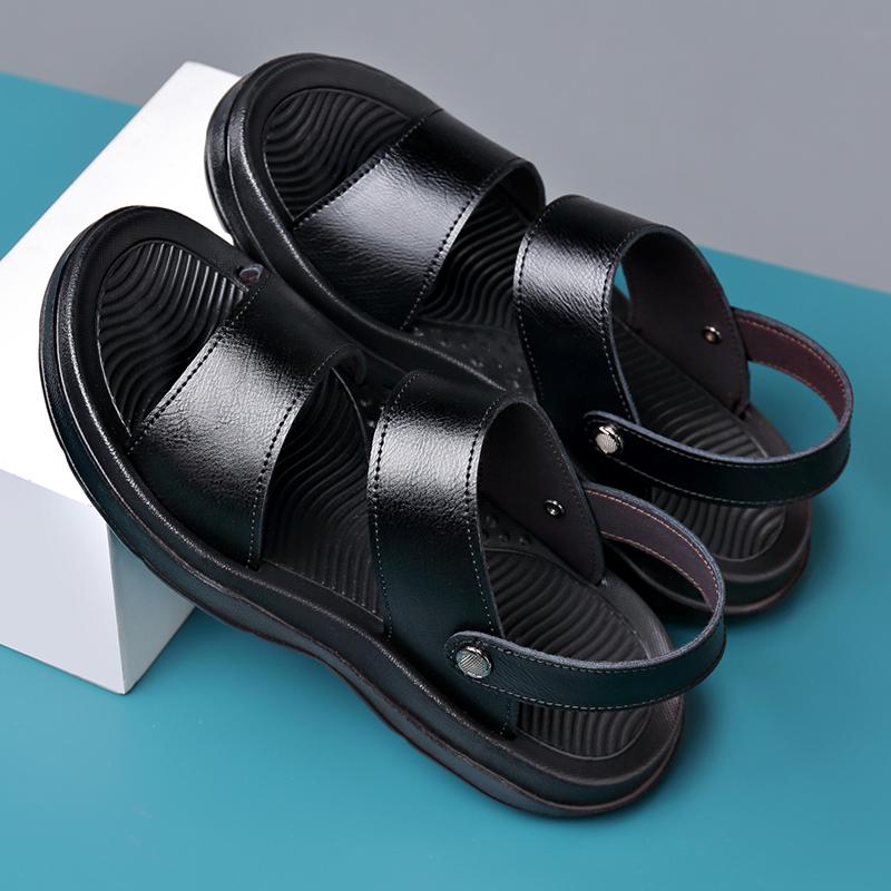 Fashion Summer Mens Business Leather Casual Sandals Soft Sole Comfort Men Leather Outdoor Beach Sandals Fashion Designer Senior Sandals