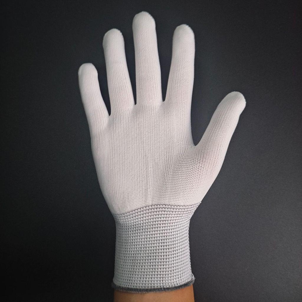 Thirteen-Needle White Nylon Work Gloves - Wear-Resistant, Non-Slip, High-Elastic