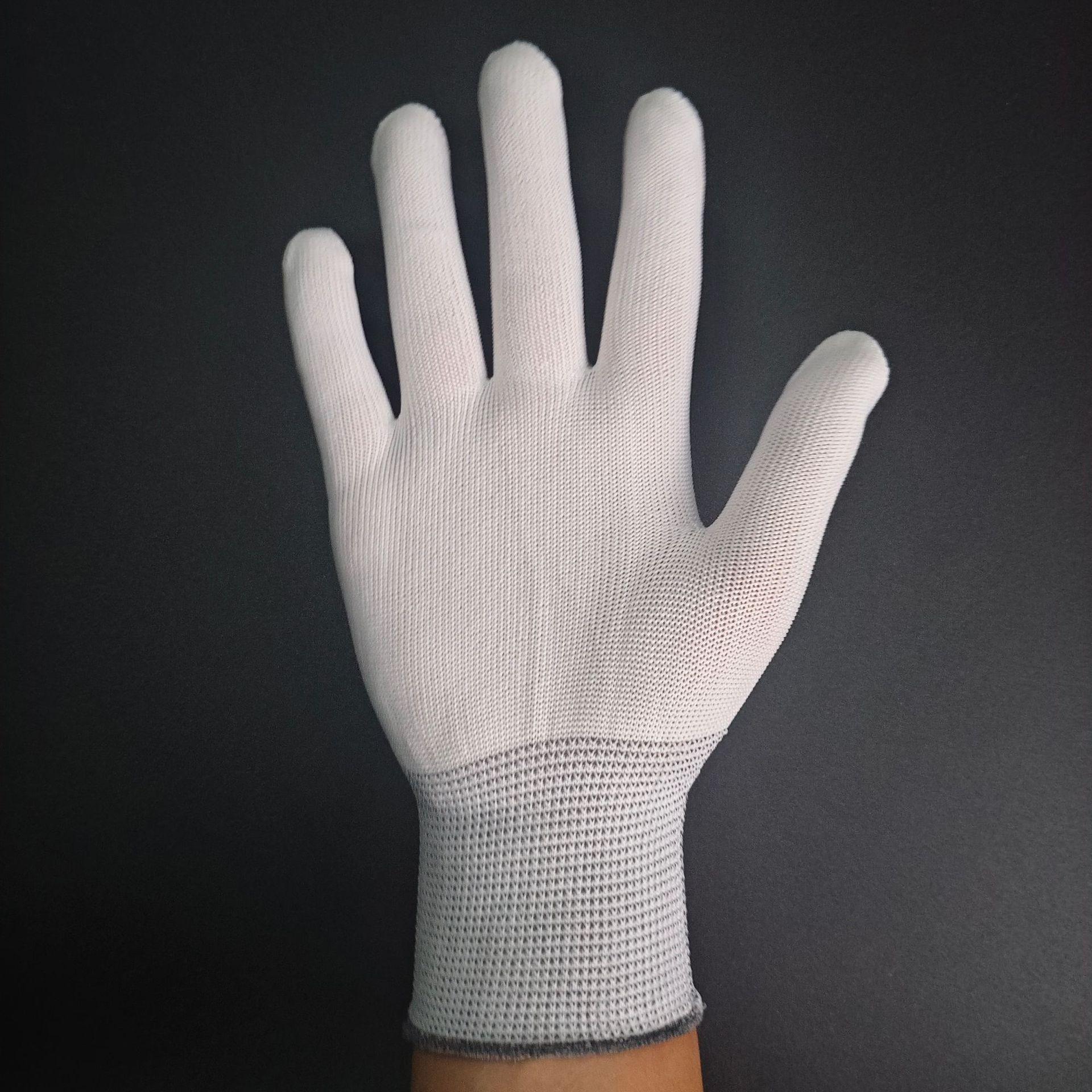 Thirteen-Needle White Nylon Work Gloves - Wear-Resistant, Non-Slip, High-Elastic