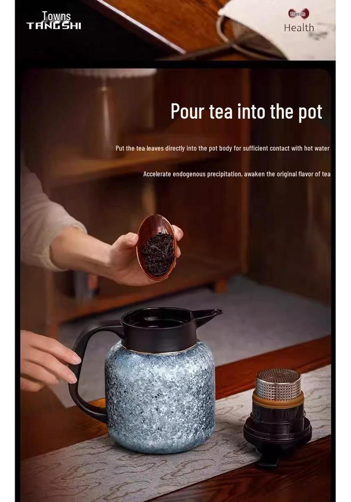 Tangsi 2026 Pure Titanium Insulated Stewing Teapot - Portable Kettle with Tea Water Separation, Ideal for Old White Tea.