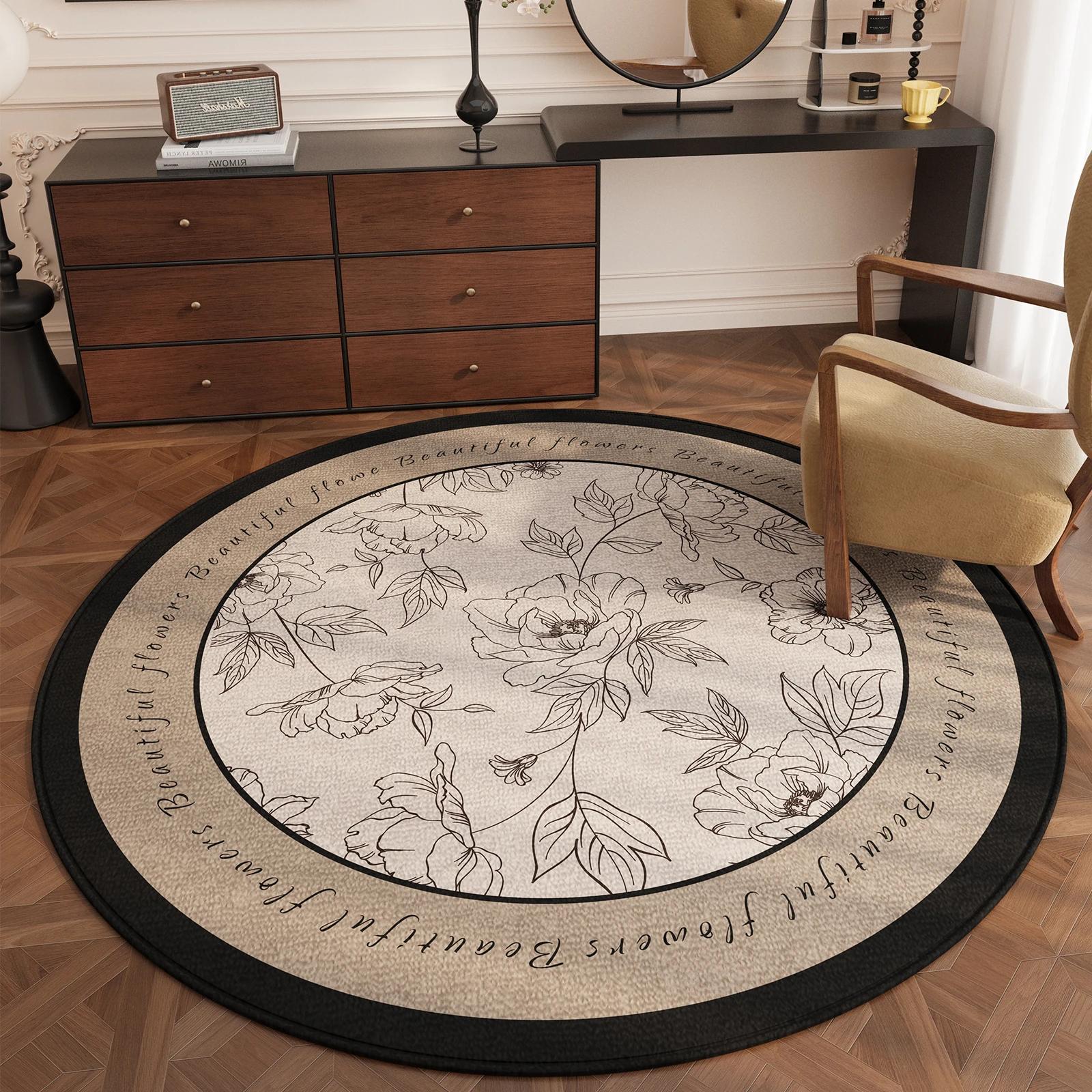

VIKAMA Study Swivel Chair Carpet Simple Round Wear-resistant Floor Protection Mat Office Computer Chair Bedroom Floor Mats Rug 60cmx60cm