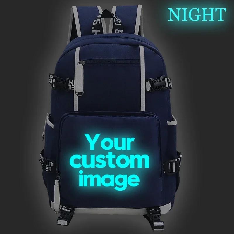 Zaino da Donna/Uomo Scuola Mochila Zaino Scolastico Personalizzato Aggiungi il Tuo Design Stampa Logo Testo Foto Fai da Te Personalizza Zaino Luminoso per Studenti