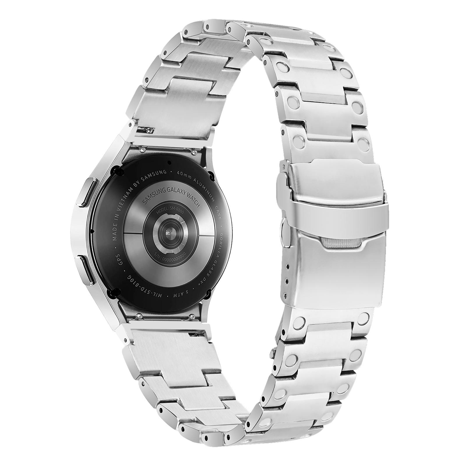 

For Samsung Galaxy Watch 5 Active 40mm 44mm/Watch 5 Pro 45mm Watch Strap Stainless Steel Wrist Band Silver