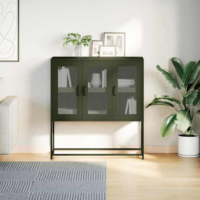VidaXL Olive Green Buffet 100.5x39x107 Cm Cold-Rolled Steel, Storage Cabinet, Kitchen Storage Cabinet, Furniture 853408