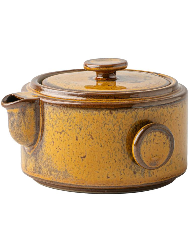 Handmade Kung Fu Tea Set Old Style Coarse Pottery Teapot with 2 Cups