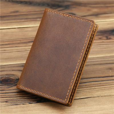 Vintage Crazy Horse Leder Kreditkarteninhaber Dünne Brieftasche Herren Echtes Rindsleder Slim ID VIP Karten Taschen Kleine Freizeit Geldbörsen