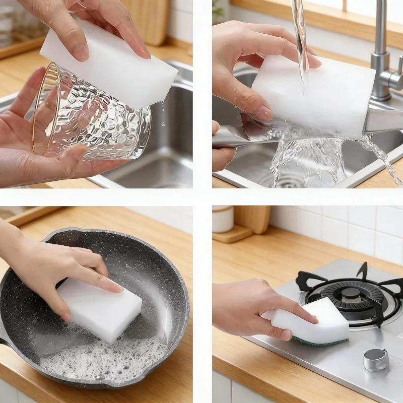 100 Pcs/lot Nano Cleaning Sponges Melamine Sponge Magic Sponge Eraser Melamine Cleaner 10x6x2cm For Kitchen Office Bathroom