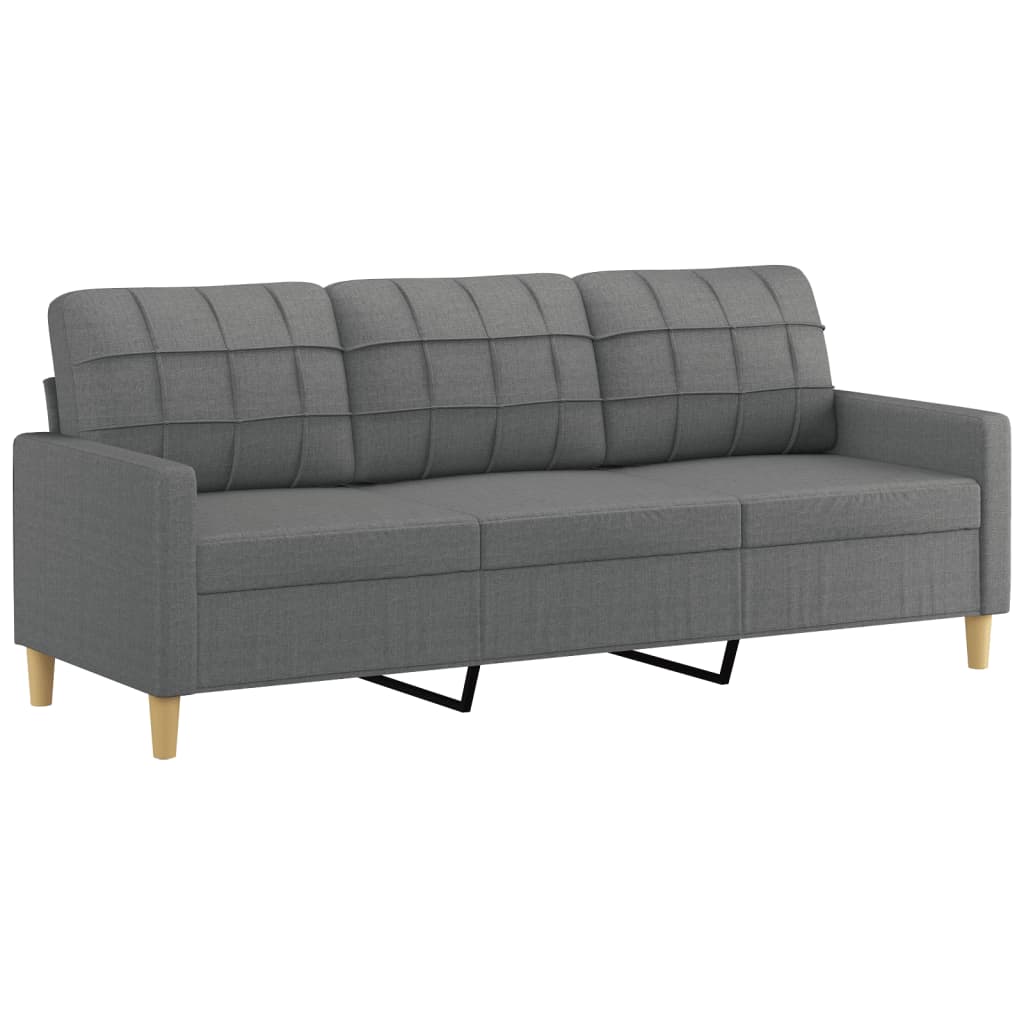 Vidaxl 3-Seater Sofa With Cushions, Dark Grey, 180 Cm, Fabric