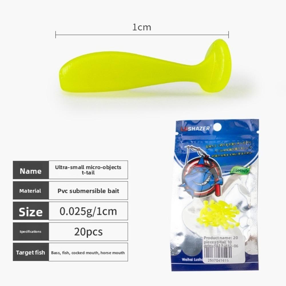 60pcs T Tail Fishing Soft Lures 1.0cm Floating Minnow Baits Minnow Lures  Fishing