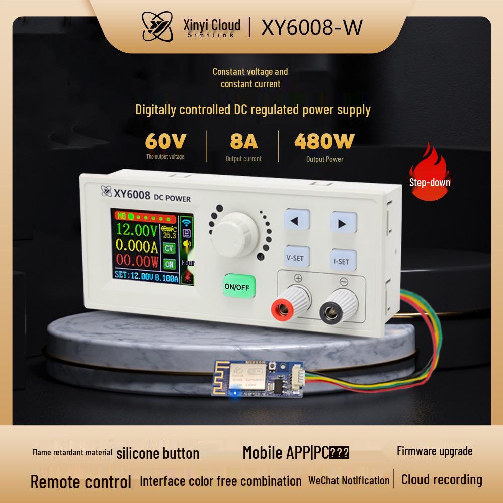 Xinyi XY6008 CNC Adjustable 60V 8A DC Power Supply Module: Regulated Voltage & Current Control, 480W Step-Down Functionality.