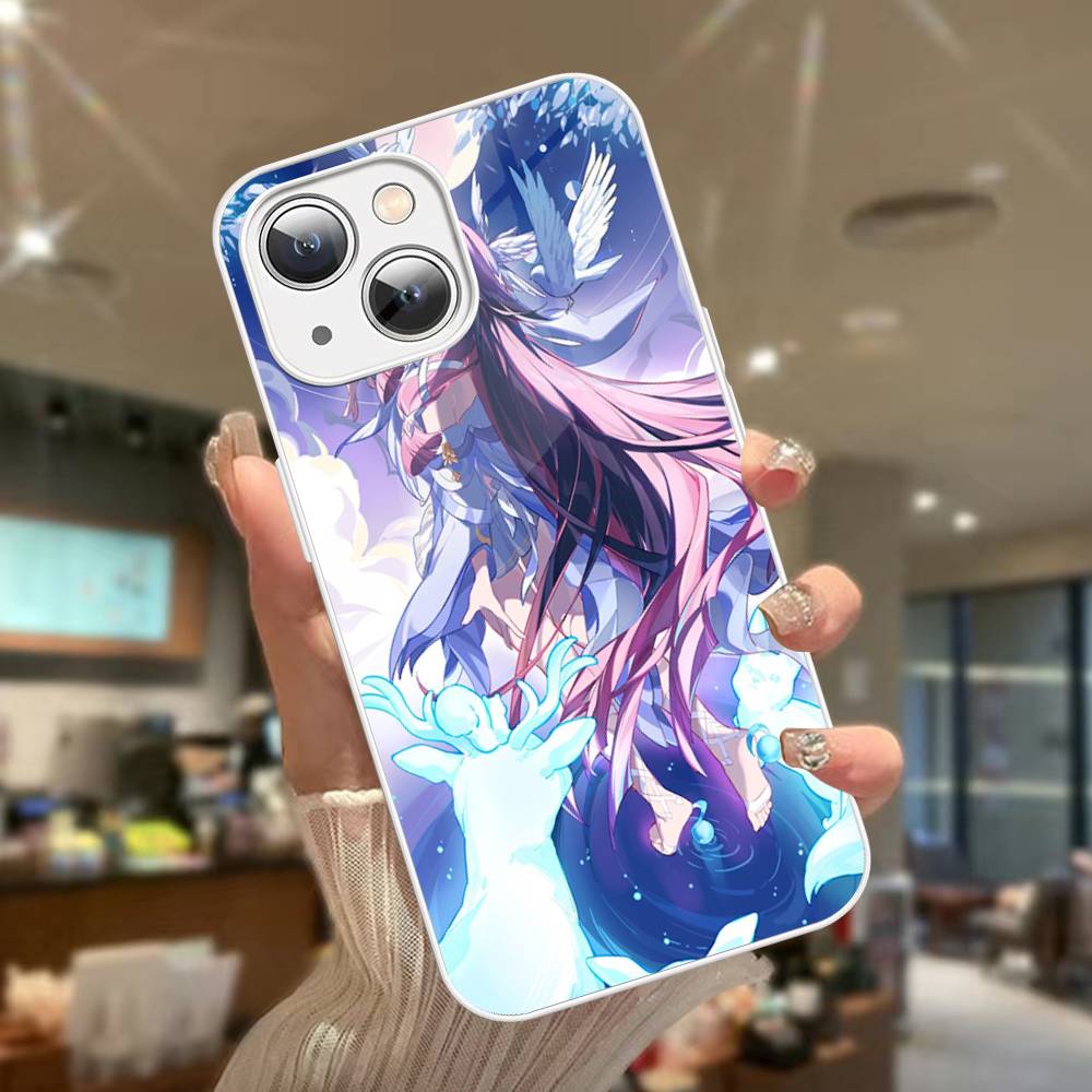 Genshin Impact Columbina Tempered Glass For iphone 14 13 12 11 Pro Mini XS MAX 14Plus X XS XR Cover