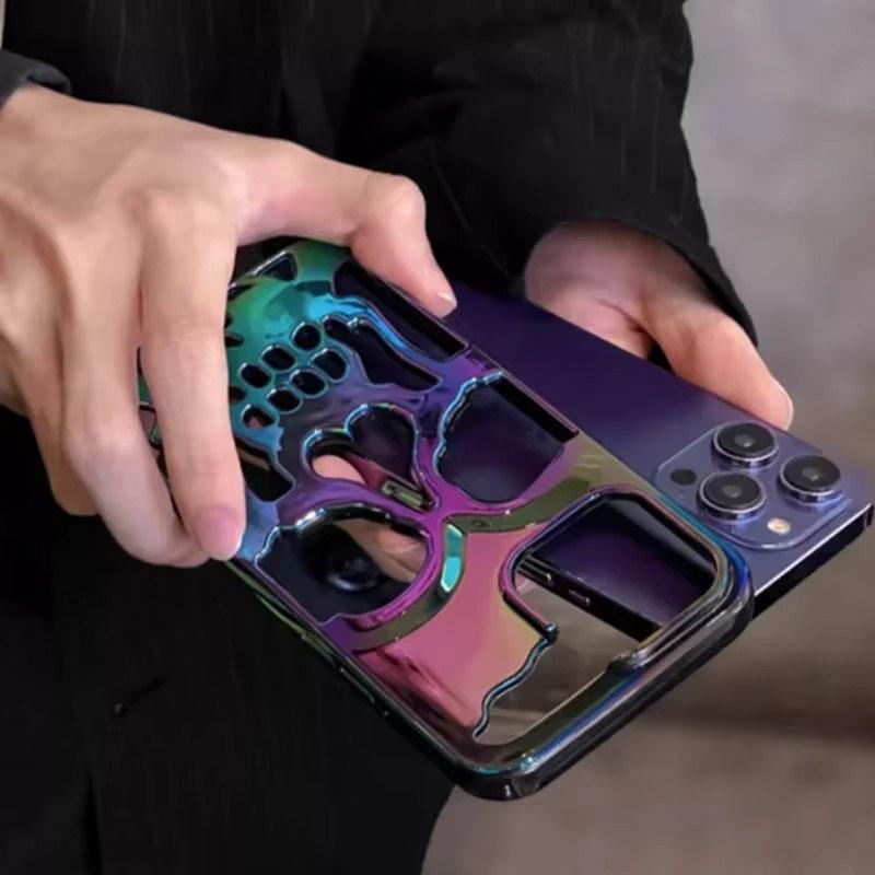 Etui na telefon 3D Skull Ghostface do iPhone'a 14 15 16 ProMax 11 12 13 Pro Max 16 Plus Samsung S24 S23 Ultra Fashion Hollow Heat Dissipation Plating Cover