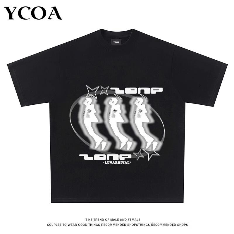 Herren T-Shirt Oversized Sommer Ästhetik Harajuku Grafik Koreanische Mode Streetwear Y2k Oberteile T-Shirts Kurzarm Vintage Kleidung