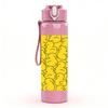 1PC Yellow Flower Repeat Pattern 750ml Color Plastic Sports Water Bottle Leakproof Flip Straw Lid Suitable for Sports Office Home Use