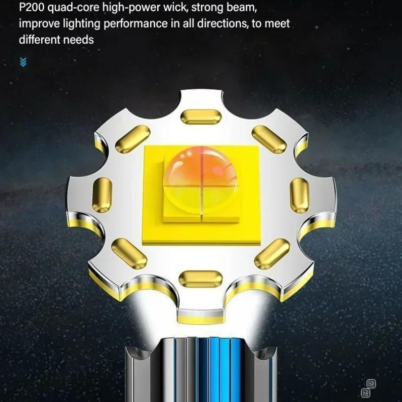 High Power LED Flashlight USB Rechargeable Tactical Zoom Flashlight Built in Battery High Power Outdoor Camping Lighting Tool