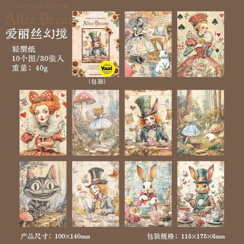 

30pcs/lot Memo Pads Material Paper Children s Fairy Tales Junk Journal Scrapbooking Retro Background Decoration Paper