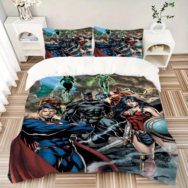 3pcs Superman, Justice League Cover Set,Soft Comfortable Duvet Cover,Guest Room (1*Duvet Cover + 2*Pillowcases, Without Core) yy251024030