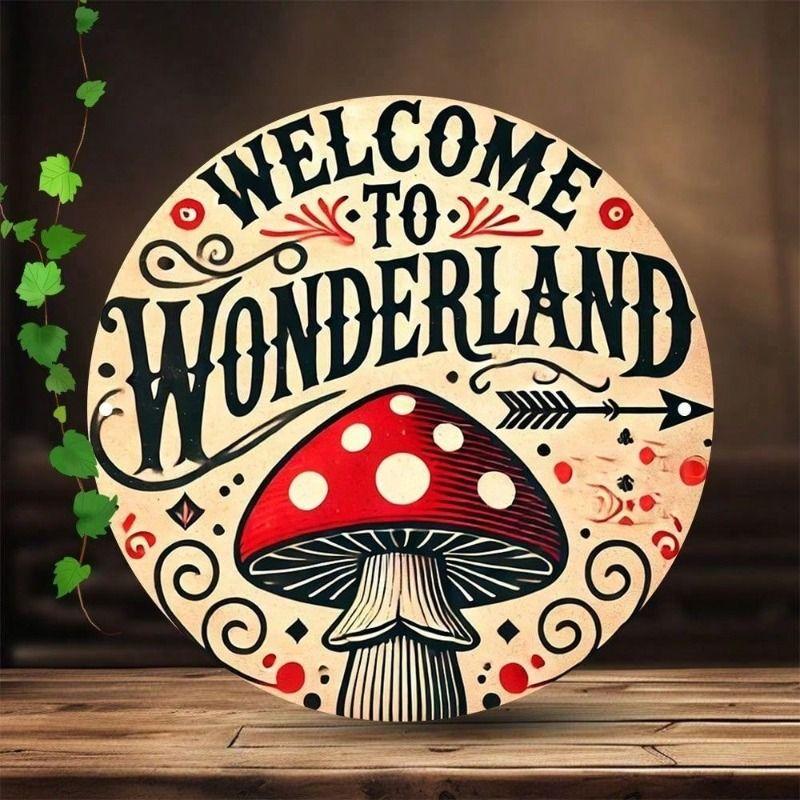 Fantasy Mushroom Flower Metal Wall Sign Home Decor