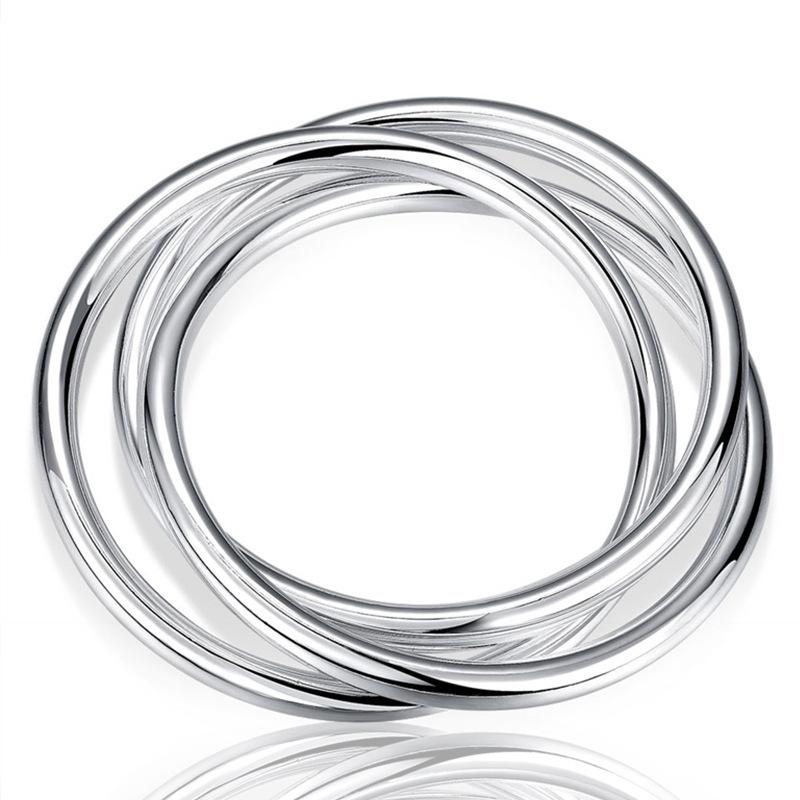 Pulsera de Plata de Triple Círculo para Mujer: Joyería sólida de múltiples círculos de West Lake Beauty