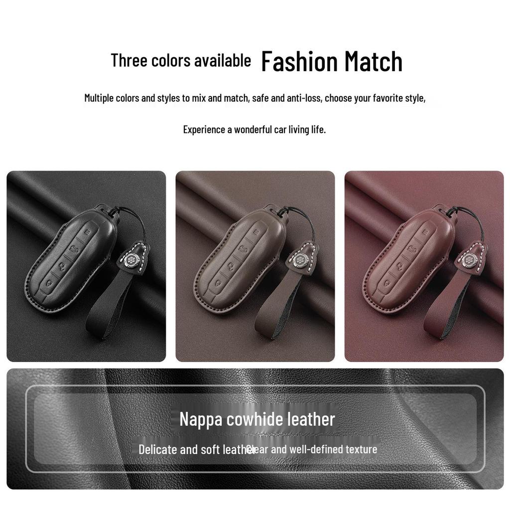 Luxury Full-Coverage Genuine Leather Protective Case for Xiaomi SU7 Key Fob & Car Key Holder