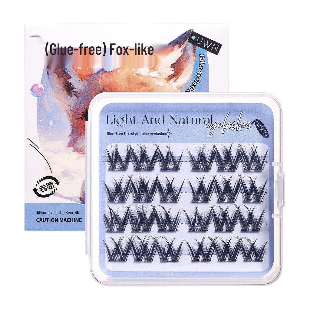 Glue-Free Natural Curled False Eyelashes - Animal Series, Thick Segments, Fine Stem for Comic Eyes and Beginners