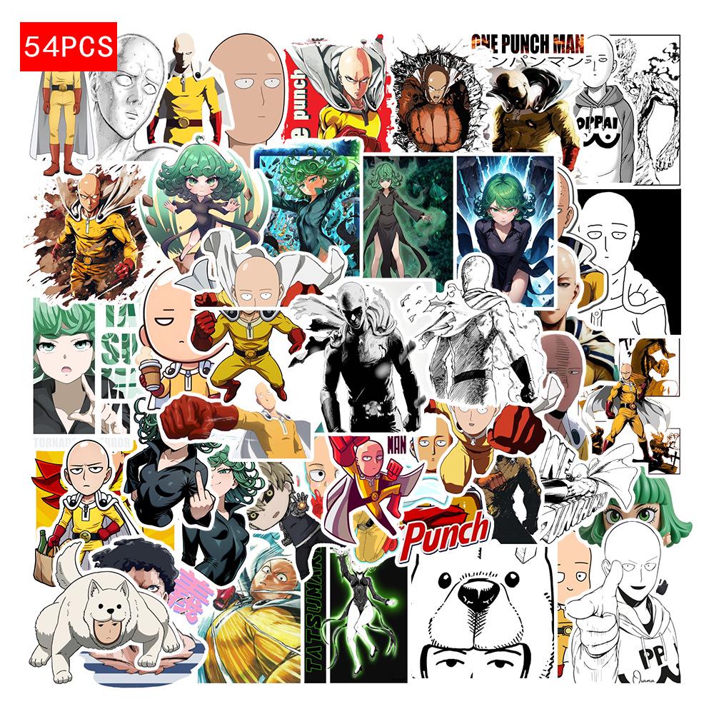 54 Стикера из аниме One-Punch Man – Уникальные, Милые Персонажи для Блокнотов, Бутылок для Воды и Чемоданов