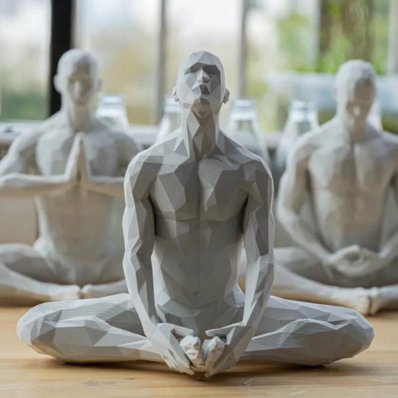 

Calming Meditation Man Series Resin Figurine Small Ornament Zen Home Decor Living Room Shelf Desktop Yoga Mindfulness Crafts S
