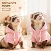Small Animal Winter Warm Pullover Sweatshirt, Soft Drawstring Solid‑Color Hoodie for Hamster Daily Pet Apparel