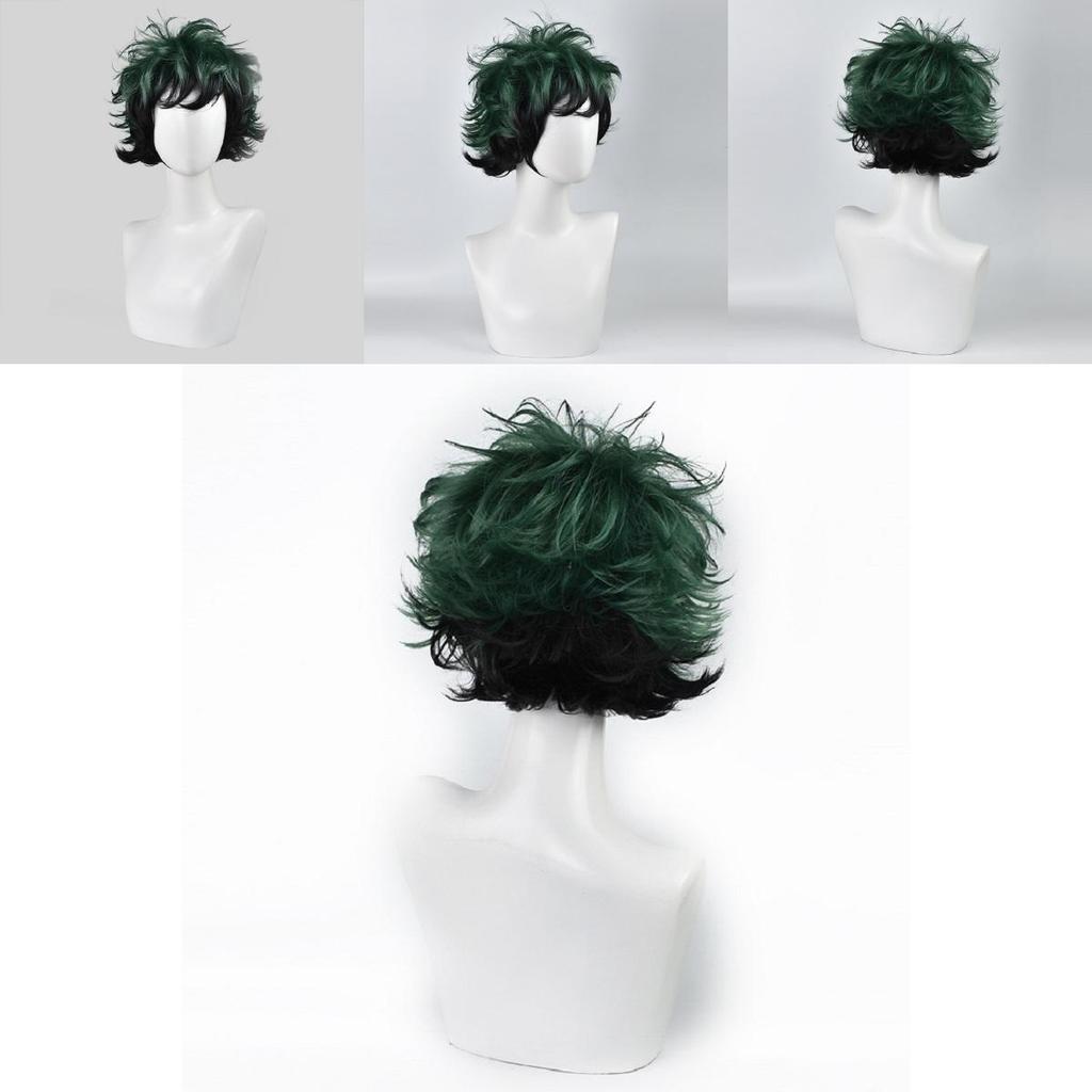 Premium Quality Anime My Hero Academia Deku Izuku Midoriya Short Cosplay Wig In Green With Black