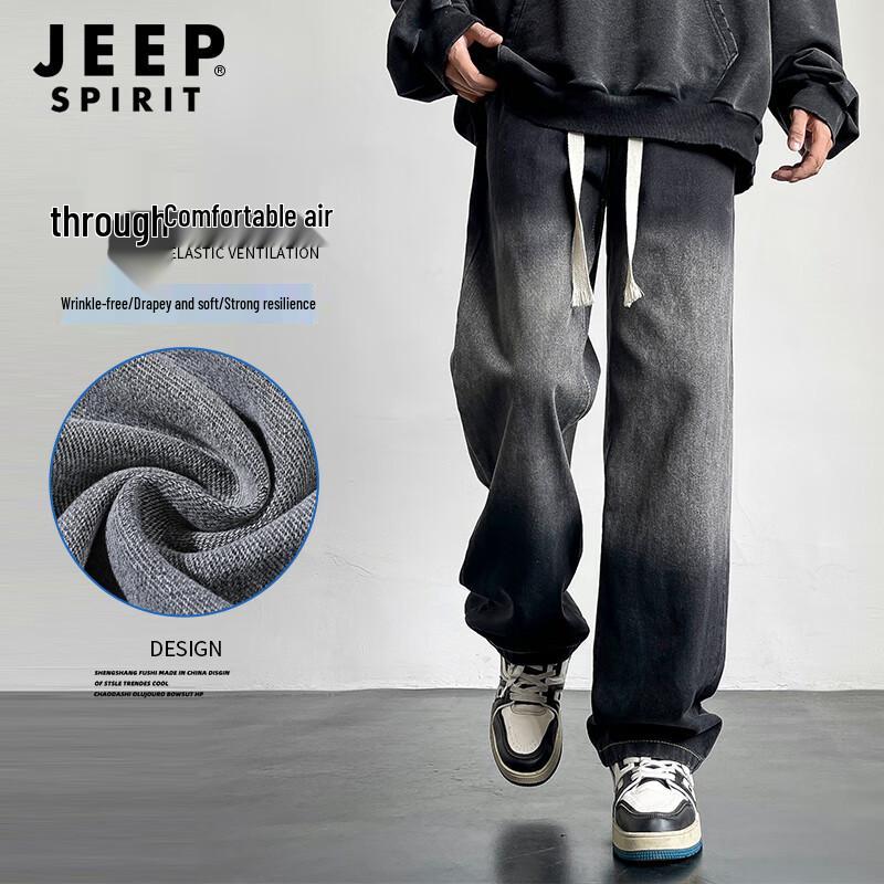 JEEP SPIRIT Men's Loose Fit Straight Leg Jeans