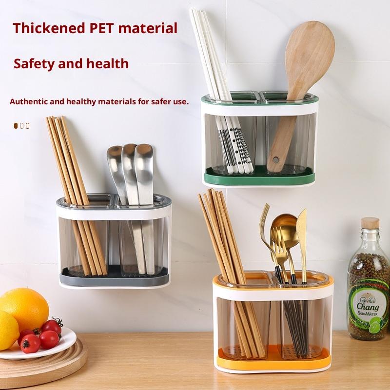 Utensil Holder Cutlery Drainer Kitchen Tableware Storage Bucket Plastic Chopstick Spoon Storage Rack Detachable Kitchen Tools
