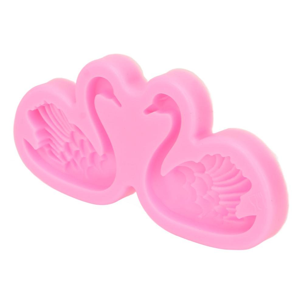 3pcs 3D Design Swan Fondant Mold Non-Stick DIY Silicone Mold  For Cake Decoration