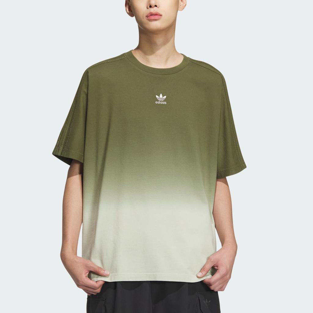 Adidas Originals Gradient Design Casual Crew Neck Short Sleeve Printed T-Shirt Unisex Tops Olive Green JG1523