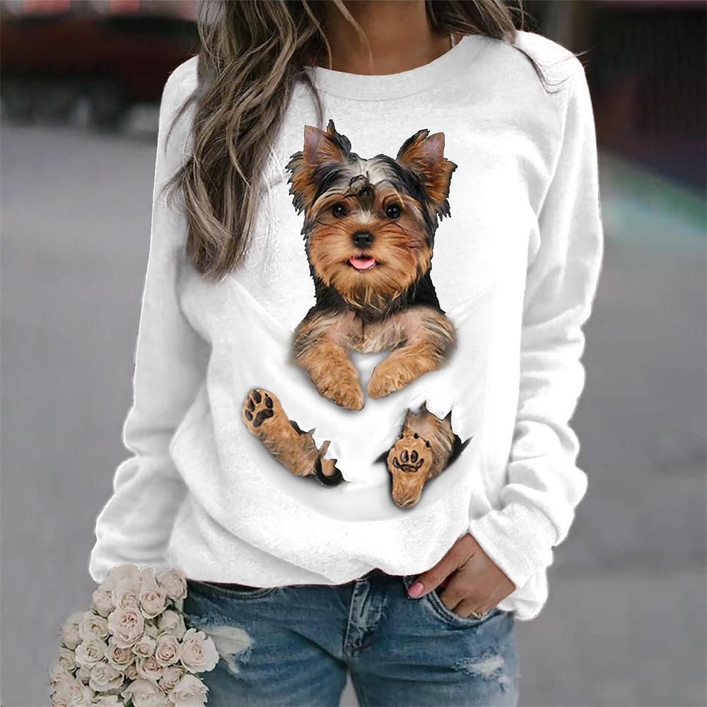 Large-sized Women's Pullover Christmas Sweatshirt Plaid Cat Casual Sportswear Festival Round Neck Long Sleeve Top Micro-elastic Fall & Winte