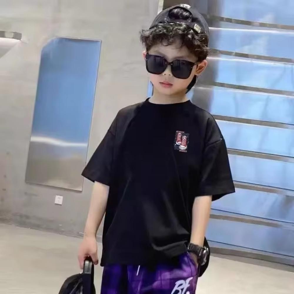 Cotton Kids T-shirt Summer Streetwear Cool Graffiti Print Boys Girls Short Sleeve Children Tops High Quality 110