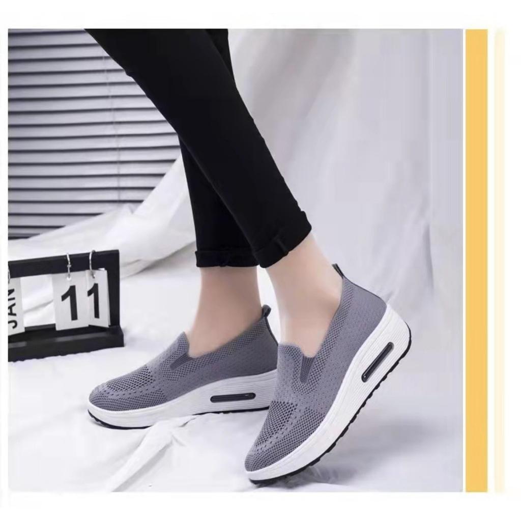 Women's Sports Shoes with Thick Sole and Air Cushion, Casual Shoes with Mesh Surface, Stepping on One Foot To Increase Height, Walking Shoes for Women