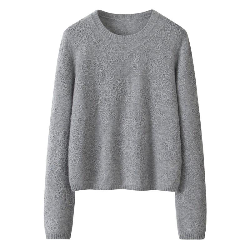 100% Pure Cashmere Hand-Crocheted Versatile Crew Neck Sweater